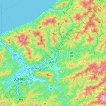 Uchiko topographic map, elevation, terrain
