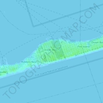 Village of Ocean Beach topographic map, elevation, terrain