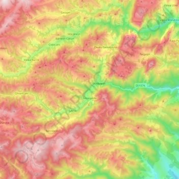 Întregalde topographic map, elevation, terrain