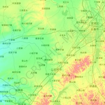 Gongzhuling City topographic map, elevation, terrain