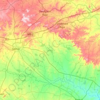 Jalna topographic map, elevation, terrain