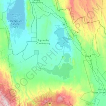 Mbaruk/Eburu ward topographic map, elevation, terrain