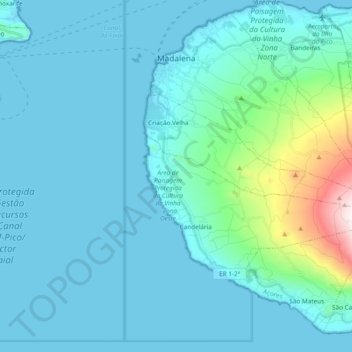 Madalena topographic map, elevation, terrain