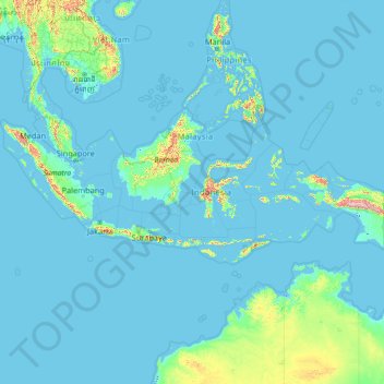 Indonesia topographic map, elevation, terrain