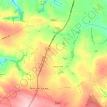 Otterham topographic map, elevation, terrain