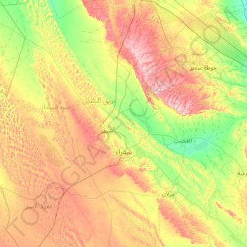 Shaqra topographic map, elevation, terrain