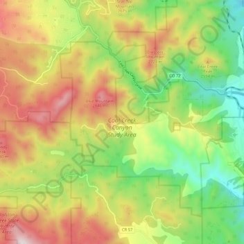 Coal Creek Canyon Study Area topographic map, elevation, terrain