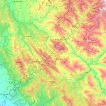 Solan topographic map, elevation, terrain