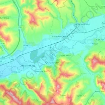 Ocna Mureș topographic map, elevation, terrain