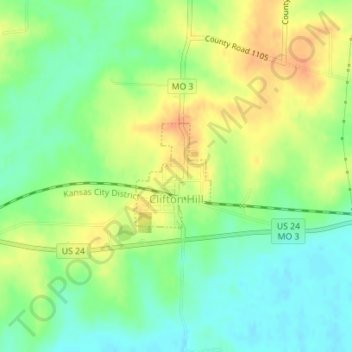 Clifton Hill topographic map, elevation, terrain