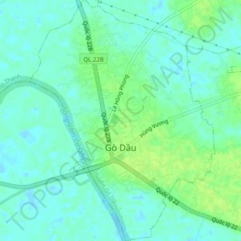 Gò Dầu topographic map, elevation, terrain