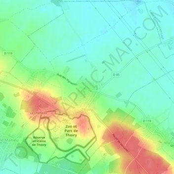 Thoiry topographic map, elevation, terrain