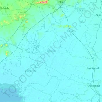 Satyabadi topographic map, elevation, terrain