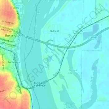 Gulf Port topographic map, elevation, terrain