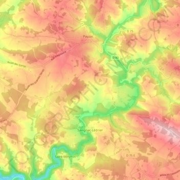 Savignac-Lédrier topographic map, elevation, terrain