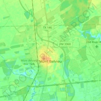 Mont Belvieu topographic map, elevation, terrain