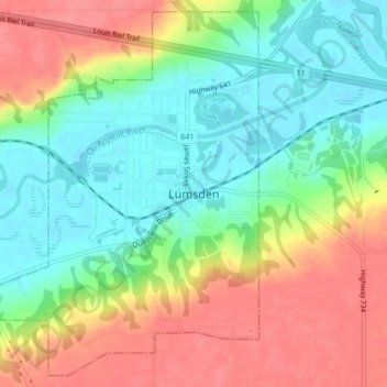 Lumsden topographic map, elevation, terrain