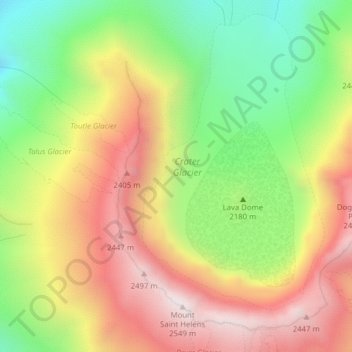 Crater Glacier topographic map, elevation, terrain