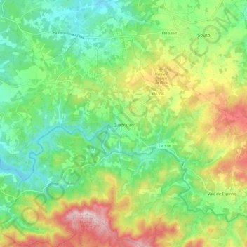 Quadrazais topographic map, elevation, terrain