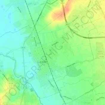 Lipjan topographic map, elevation, terrain