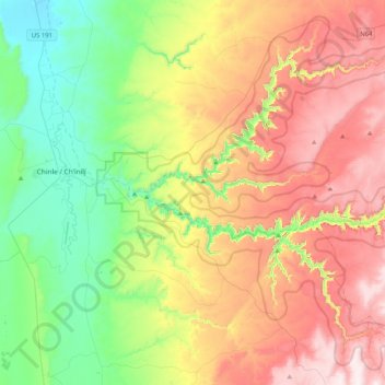 Canyon de Chelly National Monument topographic map, elevation, terrain