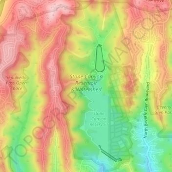 Stone Canyon Reservoir & Watershed topographic map, elevation, terrain