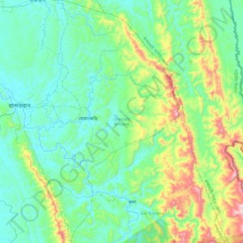Rowangchhari Upazila topographic map, elevation, terrain