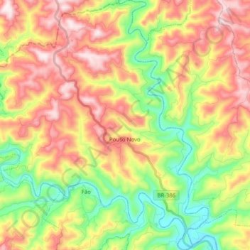 Pouso Novo topographic map, elevation, terrain