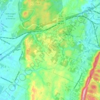 Ooltewah topographic map, elevation, terrain