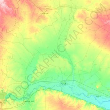 Ar-Raqqa Subdistrict topographic map, elevation, terrain