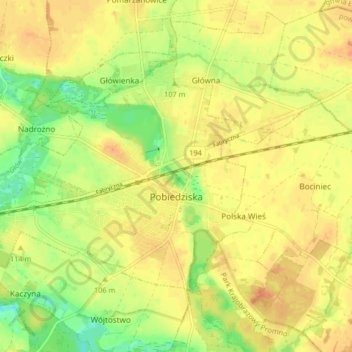 Pobiedziska topographic map, elevation, terrain