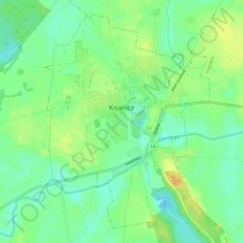Kisielice topographic map, elevation, terrain