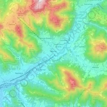 Albino topographic map, elevation, terrain