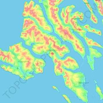 Streymoy topographic map, elevation, terrain