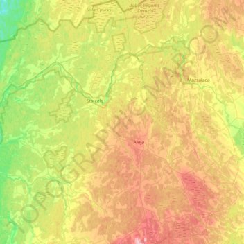 Alojas novads topographic map, elevation, terrain
