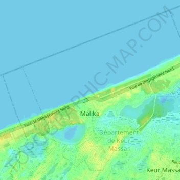 Commune de Malika topographic map, elevation, terrain