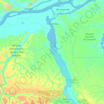 Porto de Moz topographic map, elevation, terrain