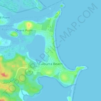 Culburra Beach topographic map, elevation, terrain