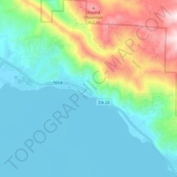 Nice topographic map, elevation, terrain