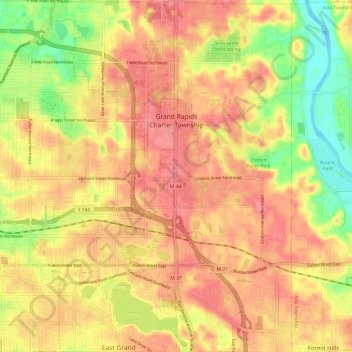 Grand Rapids Charter Township topographic map, elevation, terrain