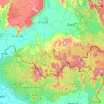 Phouvong District topographic map, elevation, terrain