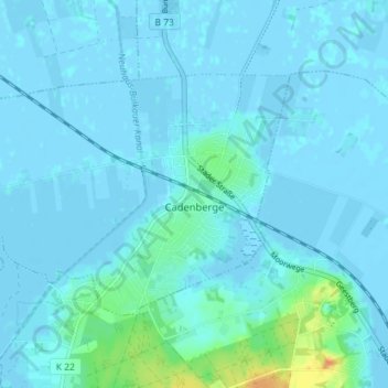 Cadenberge topographic map, elevation, terrain