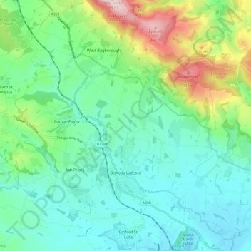 Bishop's Lydeard topographic map, elevation, terrain