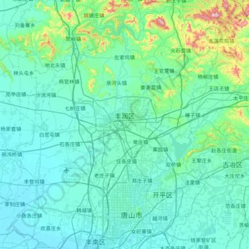 Fengrun District topographic map, elevation, terrain