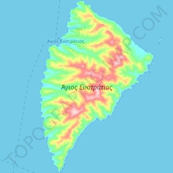 Agios Efstratios topographic map, elevation, terrain