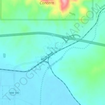 Rincon topographic map, elevation, terrain