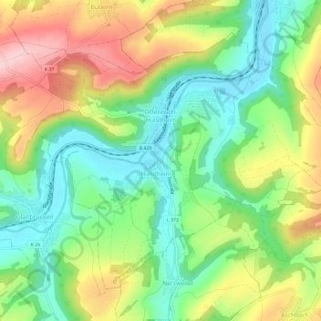 Offenbach-Hundheim topographic map, elevation, terrain