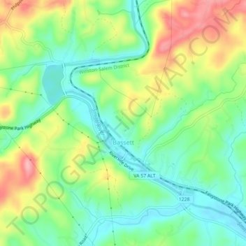 Bassett topographic map, elevation, terrain