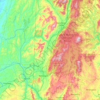 Bennington County topographic map, elevation, terrain