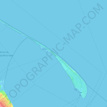 Hel Peninsula topographic map, elevation, terrain